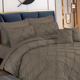 3 Pcs Pintuck Duvet Set -  Beige